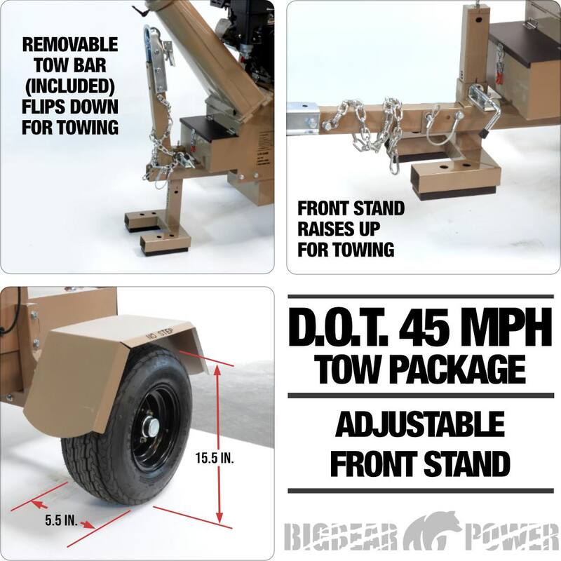 BIGBEAR POWER Tornadic 5 in. 15 HP Gas Powered Commercial Chipper Shredder, Self Feeding, Tow Package, Electric Start - BBC52