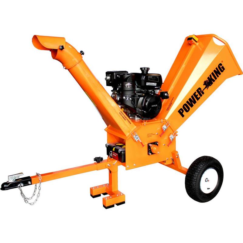 Power King 5 in. 14 HP Kohler Engine Gas Powered Commercial Chipper Shredder Kit, Electric Start, Hour Meter, Wheel Base Extension - PK0915-EH1