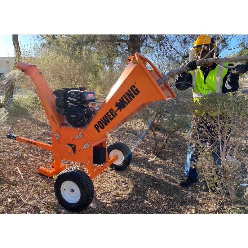 Power King 5 in. 14 HP Kohler Engine Gas Powered Commercial Chipper Shredder Kit, Electric Start, Hour Meter, Wheel Base Extension - PK0915-EH1