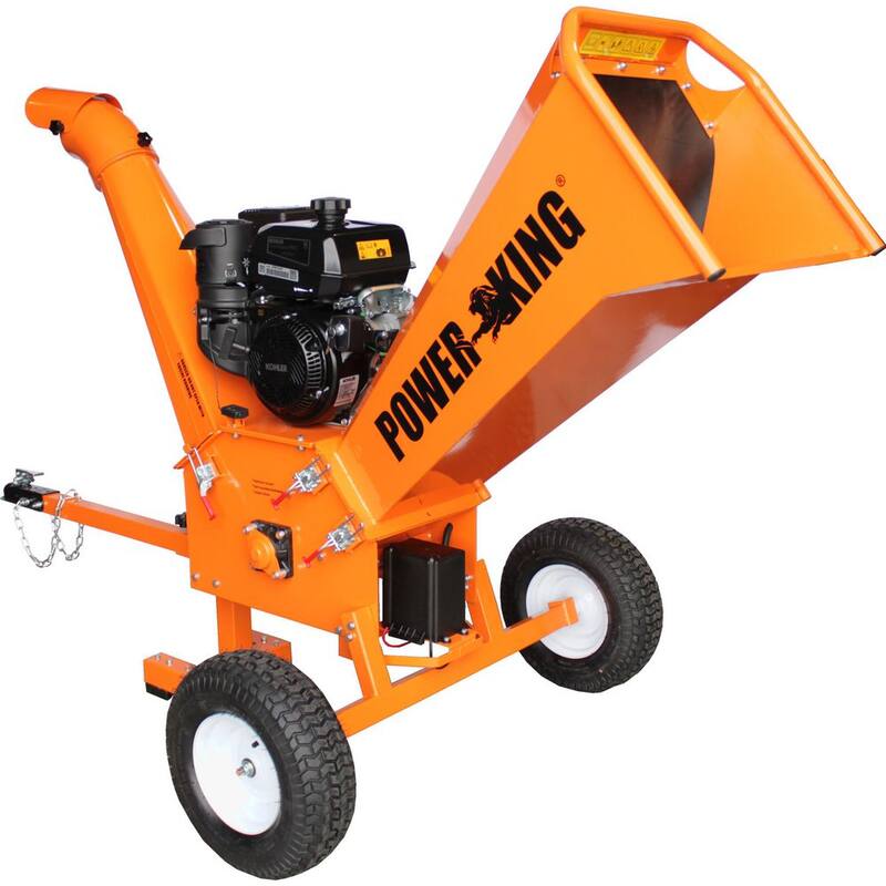 Power King 5 in. 14 HP Kohler Engine Gas Powered Commercial Chipper Shredder Kit, Electric Start, Hour Meter, Wheel Base Extension - PK0915-EH1