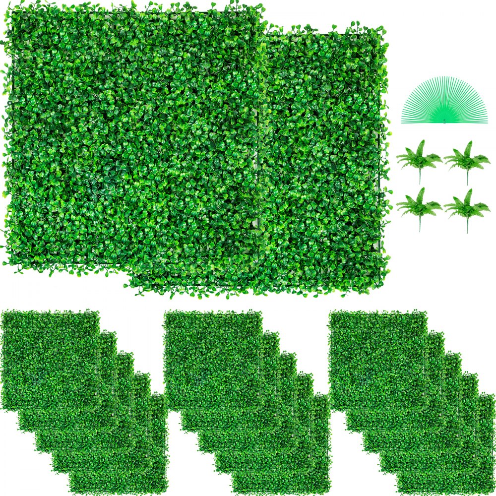 VEVOR Artificial Boxwood Panel UV 48pcs Boxwood Hedge Wall Panels Artificial Grass Backdrop Wall 10X10" 4cm Green Grass Wall Fake Hedge for Decor Privacy Fence Indoor Outdoor Garden Backyard - MLCZWQ48PC10X1001V0