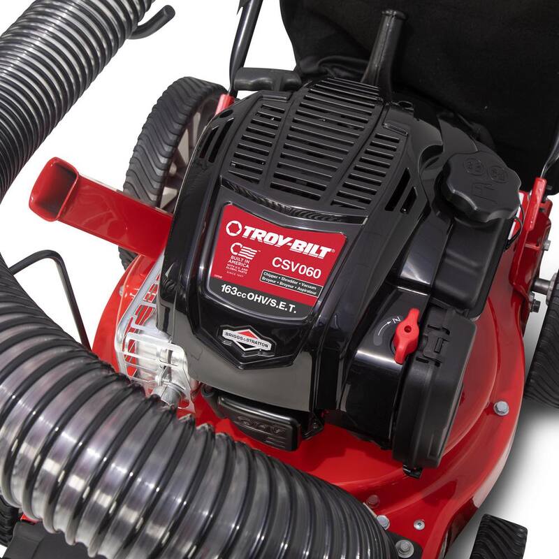 Troy-Bilt 24 in. Leaf Vacuum Head 1.5 in. Chipping Capacity Gas Powered Chipper Shredder Vacuum with High Rear Wheels - CSV060B