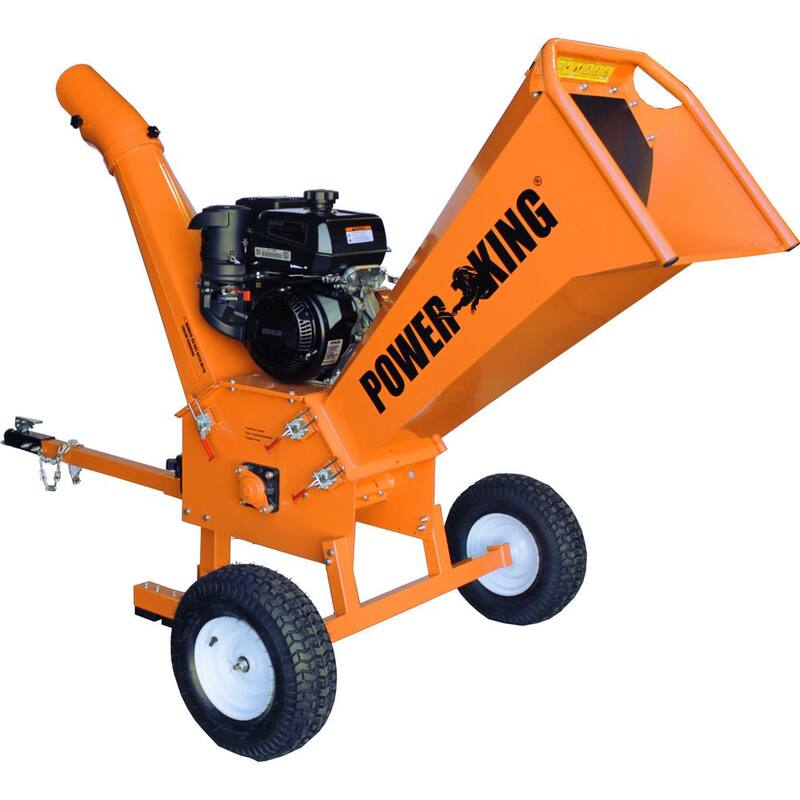 Power King 5 in. 14 HP Gas Powered Commercial Wood Chipper Shredder Kit, heavy-Duty Tires,Wheel Extension Set, and XL Trailer Hitch - PK0915-H1
