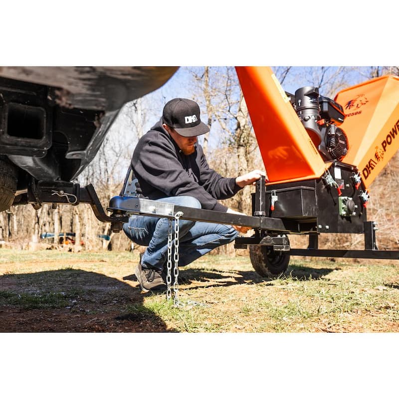 DK2 6 in. 14 HP Gas Powered Kohler Engine Certified Commercial Chipper Shredder with Extended Axles and Trailer Tow Hitch - OPC506
