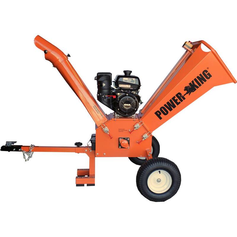 Power King 4 in. 9.5 HP Kohler Engine Gas Powered Commercial Chipper Shredder Kit with Removable Tow Hitch Bar, Wheel Extension Set - PK0903-H1