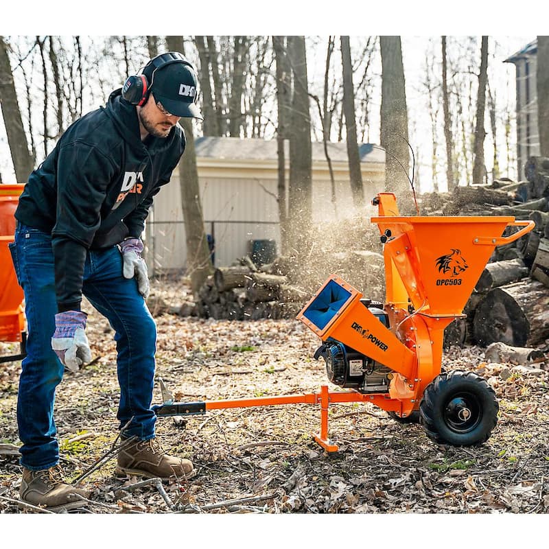 DK2 3 in. 7 HP Gas Powered Kohler Engine Direct Drive Certified Commercial Chipper Shredder with Trailer Tow Hitch - OPC503