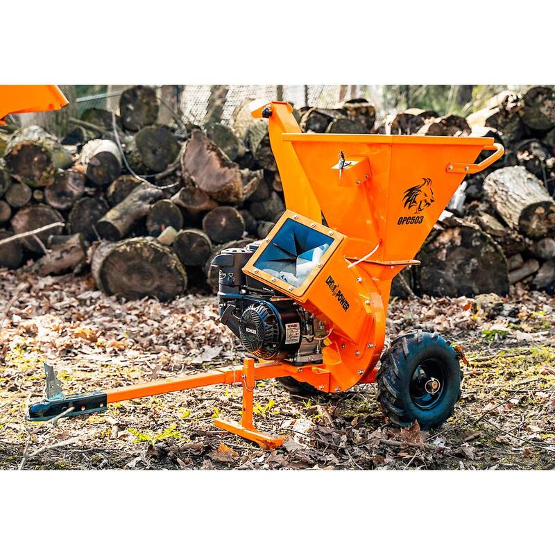 DK2 3 in. 7 HP Gas Powered Kohler Engine Direct Drive Certified Commercial Chipper Shredder with Trailer Tow Hitch - OPC503