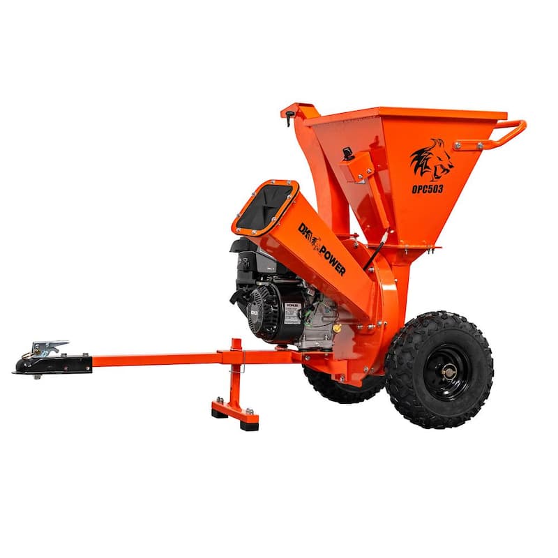 DK2 3 in. 7 HP Gas Powered Kohler Engine Direct Drive Certified Commercial Chipper Shredder with Trailer Tow Hitch - OPC503