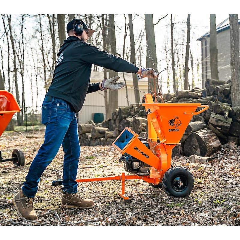 DK2 3 in. 7 HP Gas Powered Kohler Engine Direct Drive Certified Commercial Chipper Shredder with Trailer Tow Hitch - OPC503