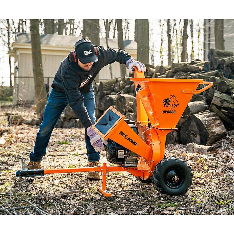 DK2 3 in. 7 HP Gas Powered Kohler Engine Direct Drive Certified Commercial Chipper Shredder with Trailer Tow Hitch - OPC503