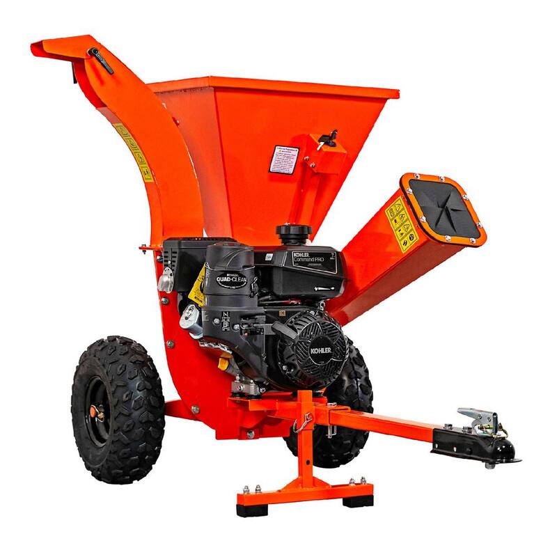 DK2 3 in. 7 HP Gas Powered Kohler Engine Direct Drive Certified Commercial Chipper Shredder with Trailer Tow Hitch - OPC503