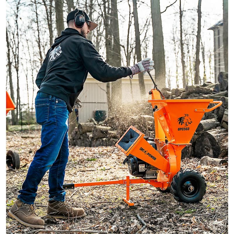 DK2 3 in. 7 HP Gas Powered Kohler Engine Direct Drive Certified Commercial Chipper Shredder with Trailer Tow Hitch - OPC503