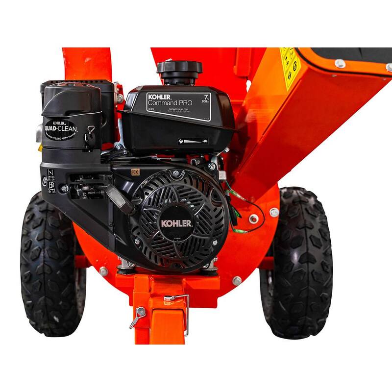 DK2 3 in. 7 HP Gas Powered Kohler Engine Direct Drive Certified Commercial Chipper Shredder with Trailer Tow Hitch - OPC503