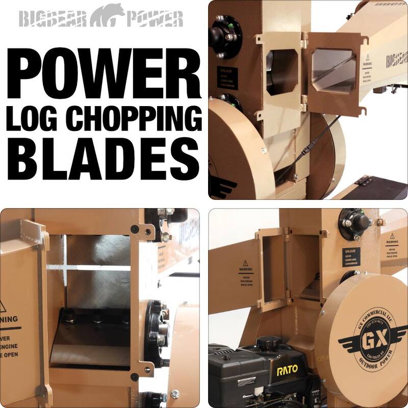 BIGBEAR POWER LogHog 5 in. 15 HP Gas Powered Upgraded Commercial Log Chopper, Chops and Bags Firewood - BBC82