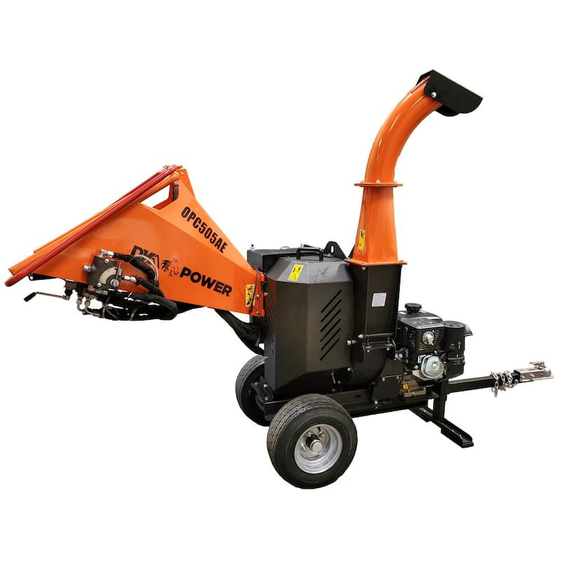 DK2 5 in. 14 HP Gas Powered Kohler Engine Chipper Shredder with Electric Start, Auto-Feed, and DOT Road Legal Tires - OPC505AE