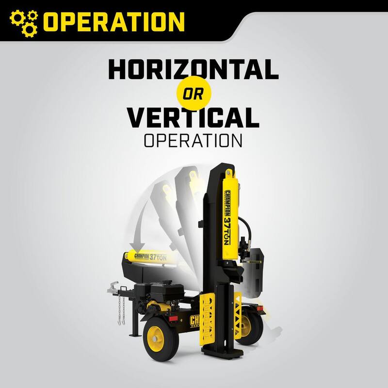 Champion Power Equipment 37 Ton 338cc Gas Powered Log Splitter with Vertical/Horizontal Operation and Auto Return-with Hydraulic Oil - 201216