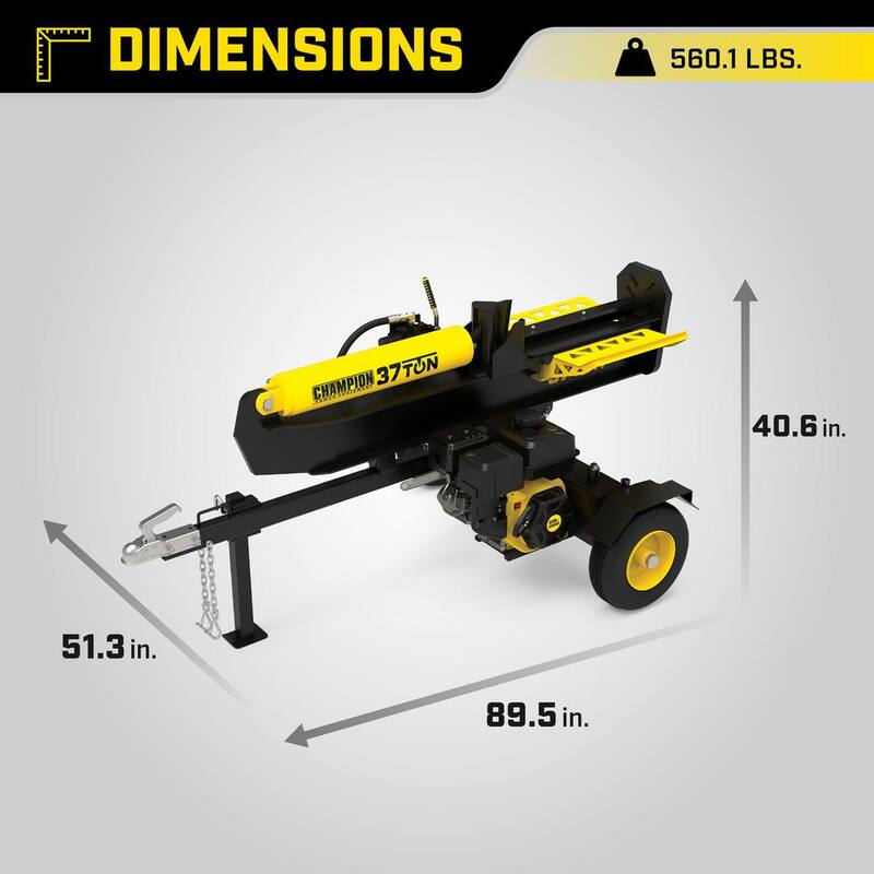 Champion Power Equipment 37 Ton 338cc Gas Powered Log Splitter with Vertical/Horizontal Operation and Auto Return-with Hydraulic Oil - 201216