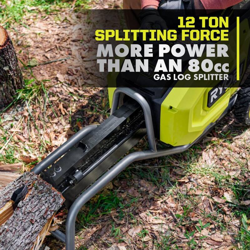 RYOBI 40V HP Brushless 12-Ton Kinetic Battery Electric Log Splitter Kit - 4.0Ah Battery and Charger Included - RY40740