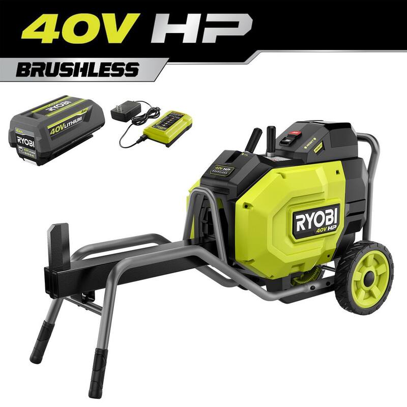 RYOBI 40V HP Brushless 12-Ton Kinetic Battery Electric Log Splitter Kit - 4.0Ah Battery and Charger Included - RY40740