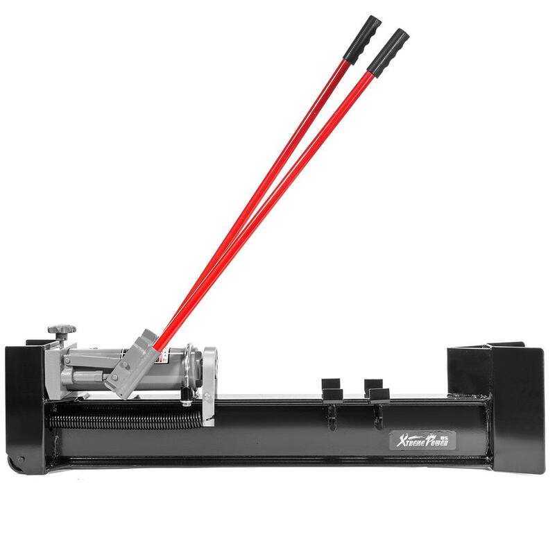 XtremepowerUS 12-Ton Hydraulic Manual Wood Cutter Unit Log Splitter with Built-in Wheels - 65067-H1