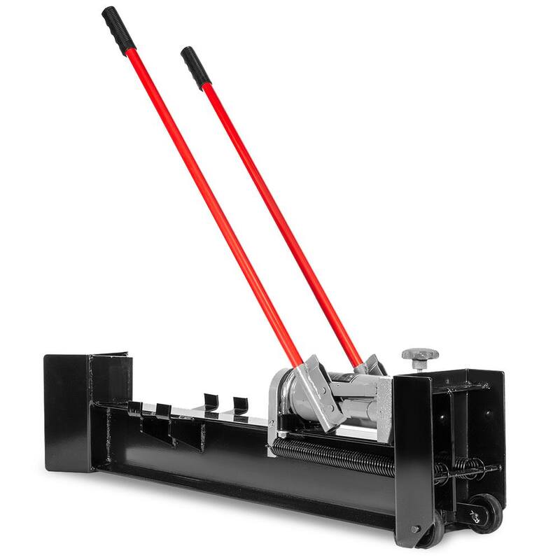 XtremepowerUS 12-Ton Hydraulic Manual Wood Cutter Unit Log Splitter with Built-in Wheels - 65067-H1