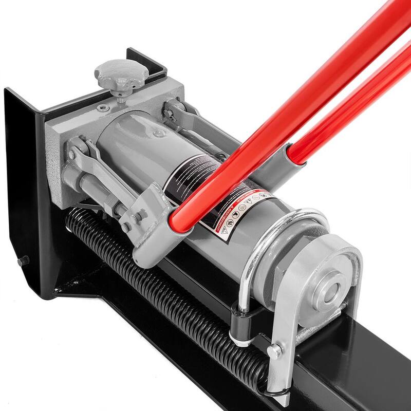 XtremepowerUS 12-Ton Hydraulic Manual Wood Cutter Unit Log Splitter with Built-in Wheels - 65067-H1