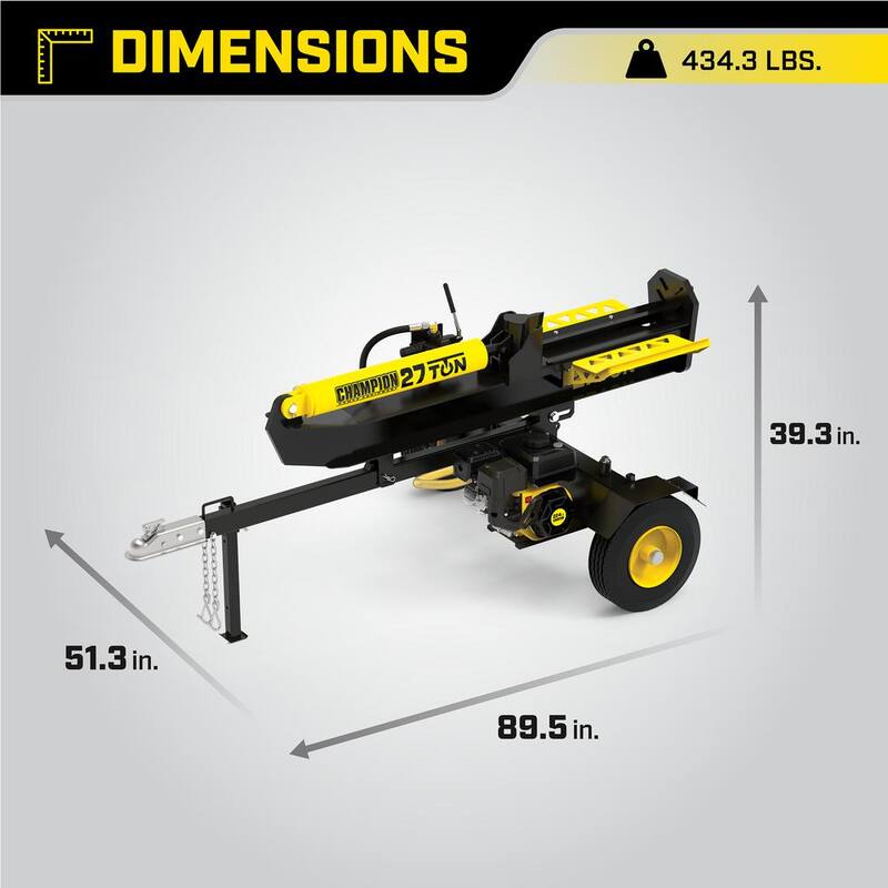 Champion Power Equipment 27-Ton 224cc Gas Wood Log Splitter with Horizontal/Vertical Operation, Auto Return and Storage Cover - 201337