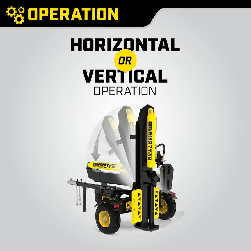 Champion Power Equipment 27-Ton 224cc Gas Wood Log Splitter with Horizontal/Vertical Operation, Auto Return and Storage Cover - 201337