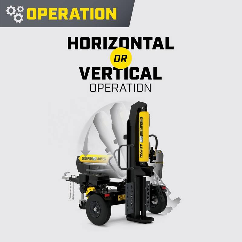 Champion Power Equipment 40-Ton 338 cc Gas Powered Hydraulic Wood Log Splitter with Vertical/Horizontal Operation and Auto Return - 201091