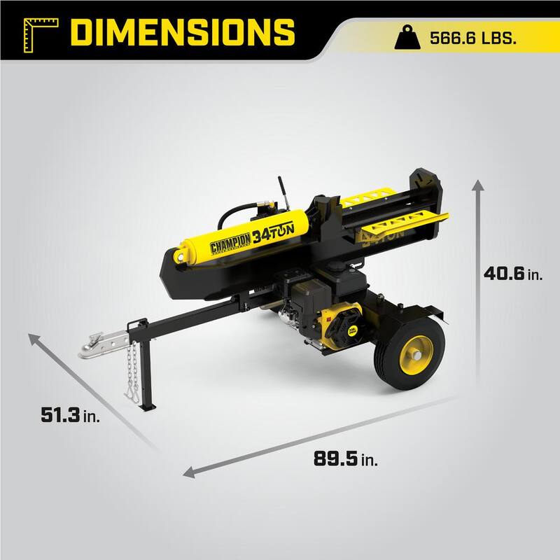 Champion Power Equipment 34 Ton 338 cc Gas Powered Hydraulic Wood Log Splitter with Vertical/Horizontal Operation and Auto Return - 100425