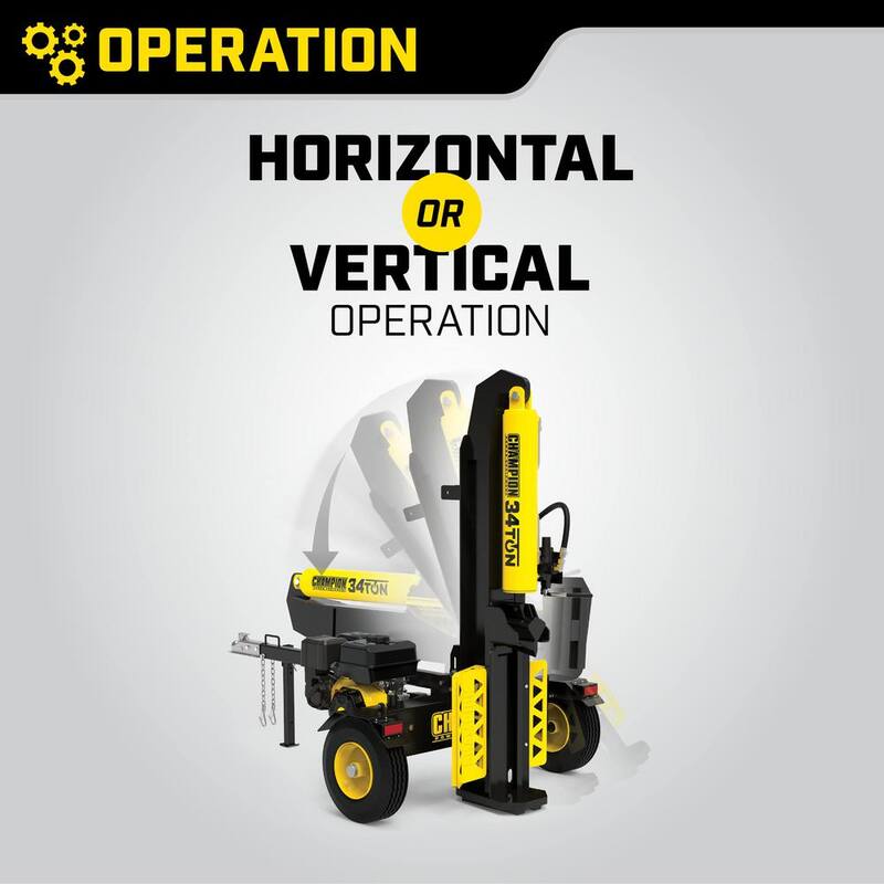 Champion Power Equipment 34 Ton 338 cc Gas Powered Hydraulic Wood Log Splitter with Vertical/Horizontal Operation and Auto Return - 100425