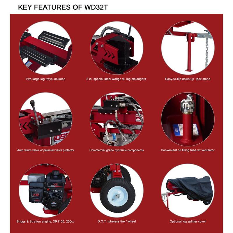 Boss Industrial 27-Ton 208cc Horizontal/Vertical Gas Log Splitter - WD27T