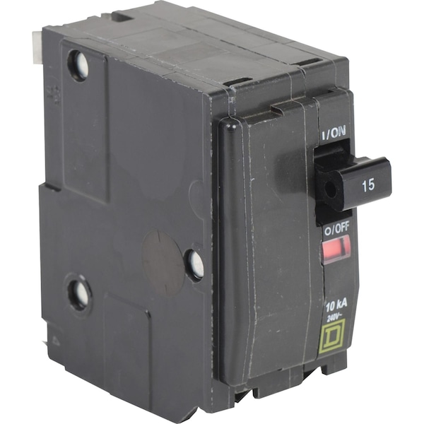 Square D Miniature Circuit Breaker, QO Series, 15A, 2 Pole, 240V AC, 10kA at 120/240V AC - QO215H