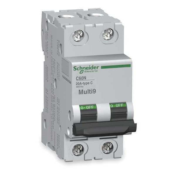 Schneider Electric Miniature Circuit Breaker, C60H-DC Series, 5A, 2 Pole, Not Rated, 5kA at 500V DC, C Curve - MGN61525