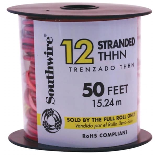 Southwire 50 in. 12 Gauge Red Multi Strand Thhn Wire - 22966651