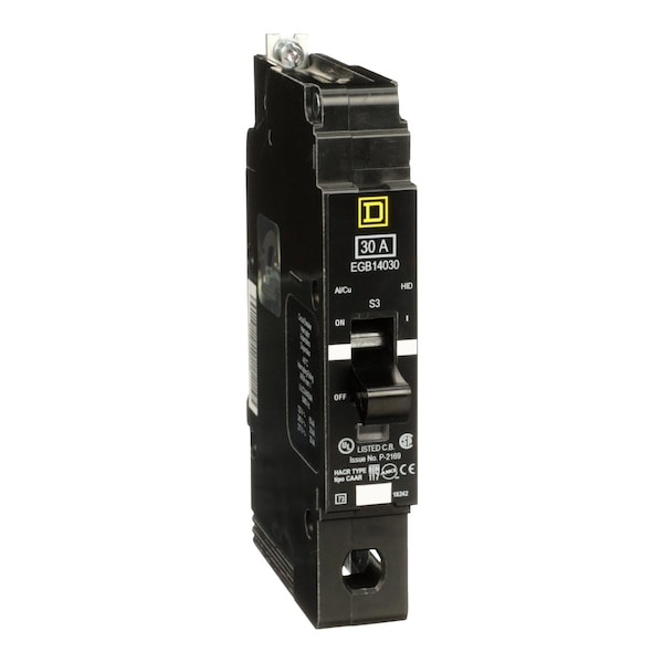 Square D Miniature Circuit Breaker, EGB Series, 30A, 1 Pole, 277V AC, 65kA at 120V AC - EGB14030