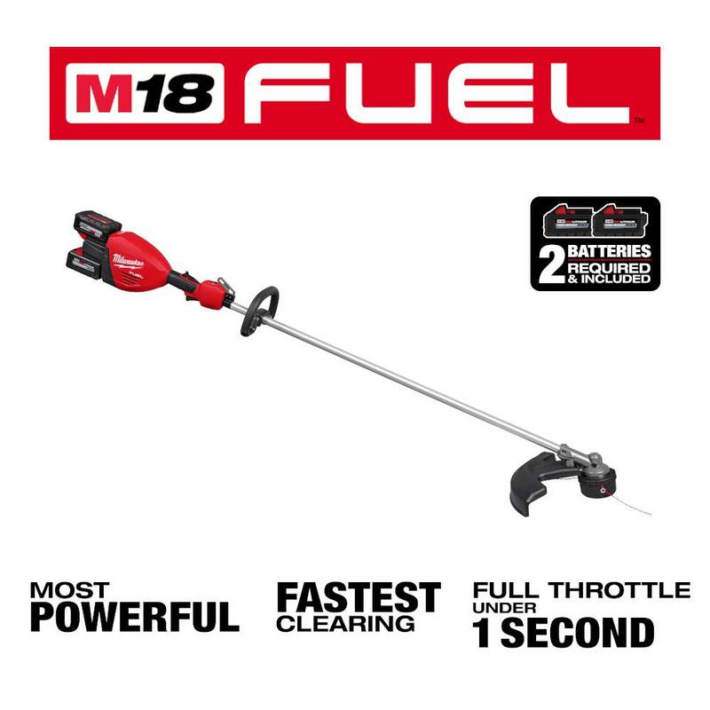 Milwaukee M18 FUEL 18V Brushless Cordless 17 in. Dual Battery Straight Shaft String Trimmer with (2) 8.0 Ah Batteries and Charger - 3006-22
