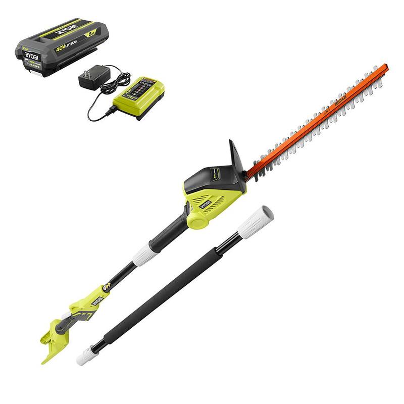 RYOBI 40V 18 in. Cordless Battery Pole Hedge Trimmer with 2.0 Ah Battery and Charger - RY40630