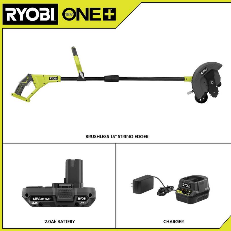 RYOBI ONE+ 18V 9 in. Cordless Battery Edger with 2.0 Ah Battery and Charger - P2310