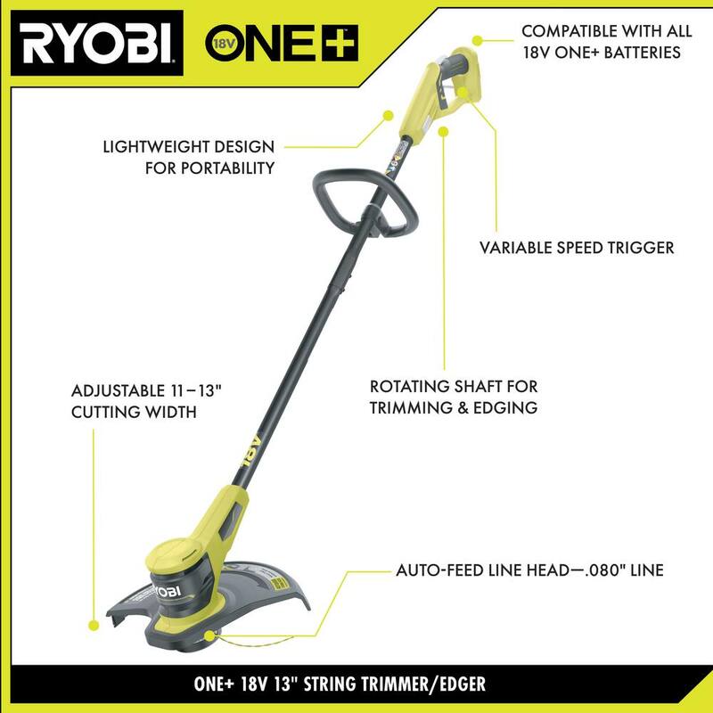 RYOBI ONE+ 18V 13 in. Cordless Battery String Trimmer (Tool Only) - P20015BTL