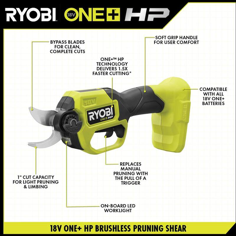 RYOBI ONE+ HP 18V Brushless Cordless Pruner (Tool Only) - P2505BTL