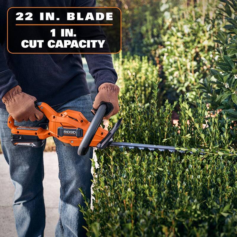 RIDGID 18V Brushless Cordless Battery 22 in. Hedge Trimmer (Tool Only) - R01401B