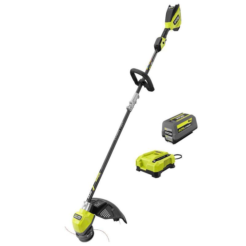 RYOBI 40V HP Brushless Whisper Series 17 in. Cordless Battery Carbon Fiber Shaft String Trimmer w/ 6.0 Ah Battery & Charger - RY402110