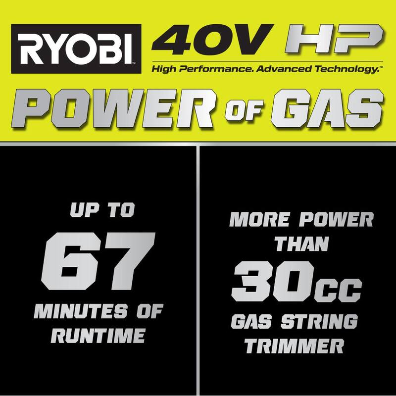 RYOBI 40V HP Brushless Whisper Series 17 in. Cordless Battery Carbon Fiber Shaft String Trimmer w/ 6.0 Ah Battery & Charger - RY402110
