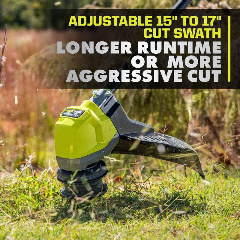 RYOBI 40V HP Brushless Whisper Series 17 in. Cordless Battery Carbon Fiber Shaft String Trimmer w/ 6.0 Ah Battery & Charger - RY402110