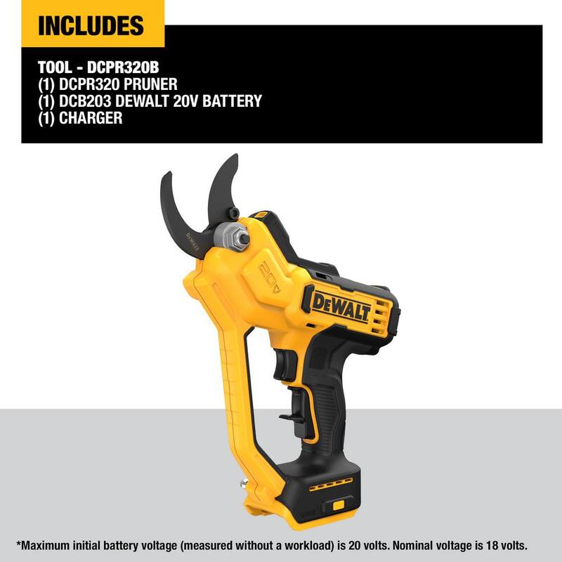 DEWALT 20V MAX Cordless Battery Powered Pruner Kit with (1) 2 Ah Battery & Charger - DCPR320D1