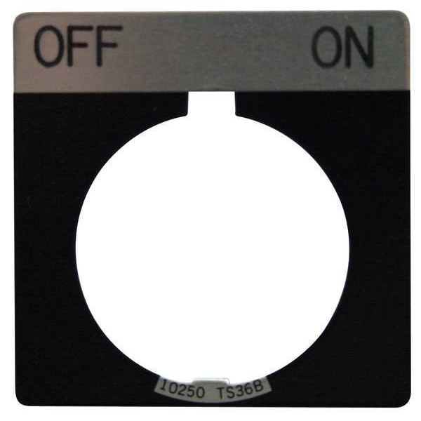 Placa de leyenda Eaton Cutler-Hammer, cuadrada, Off On, negra - 10250TS42