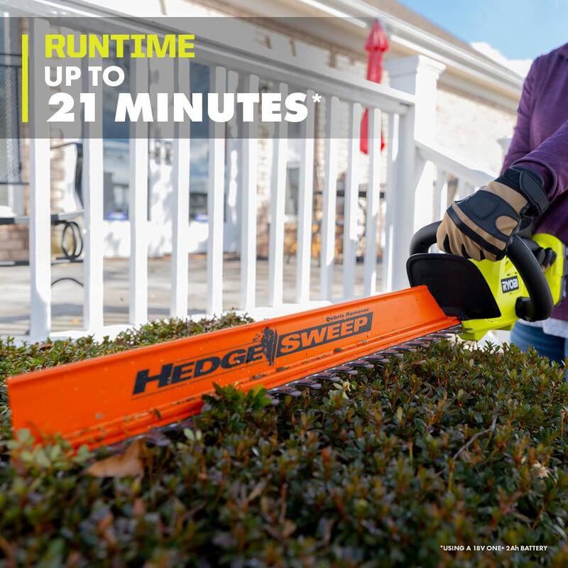 RYOBI ONE+ 18V 22 in. Lithium-Ion Cordless Hedge Trimmer with 2.0 Ah Battery and Charger - P2690