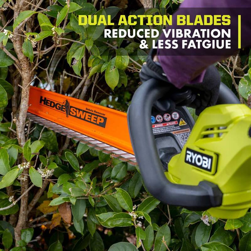 RYOBI ONE+ 18V 22 in. Lithium-Ion Cordless Hedge Trimmer with 2.0 Ah Battery and Charger - P2690