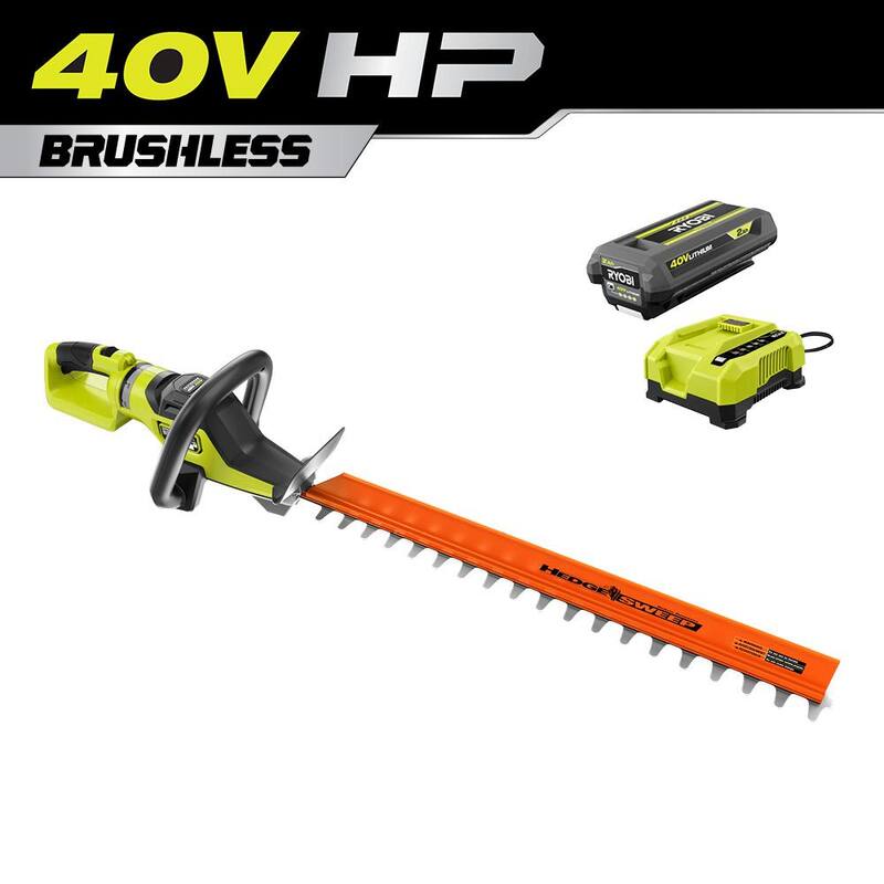 RYOBI 40V HP Brushless 26 in. Cordless Battery Hedge Trimmer with 2.0 Ah Battery and Charger - RY40640